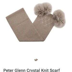 Peter Glenn Crystal Knit Scarf with Fur Pom